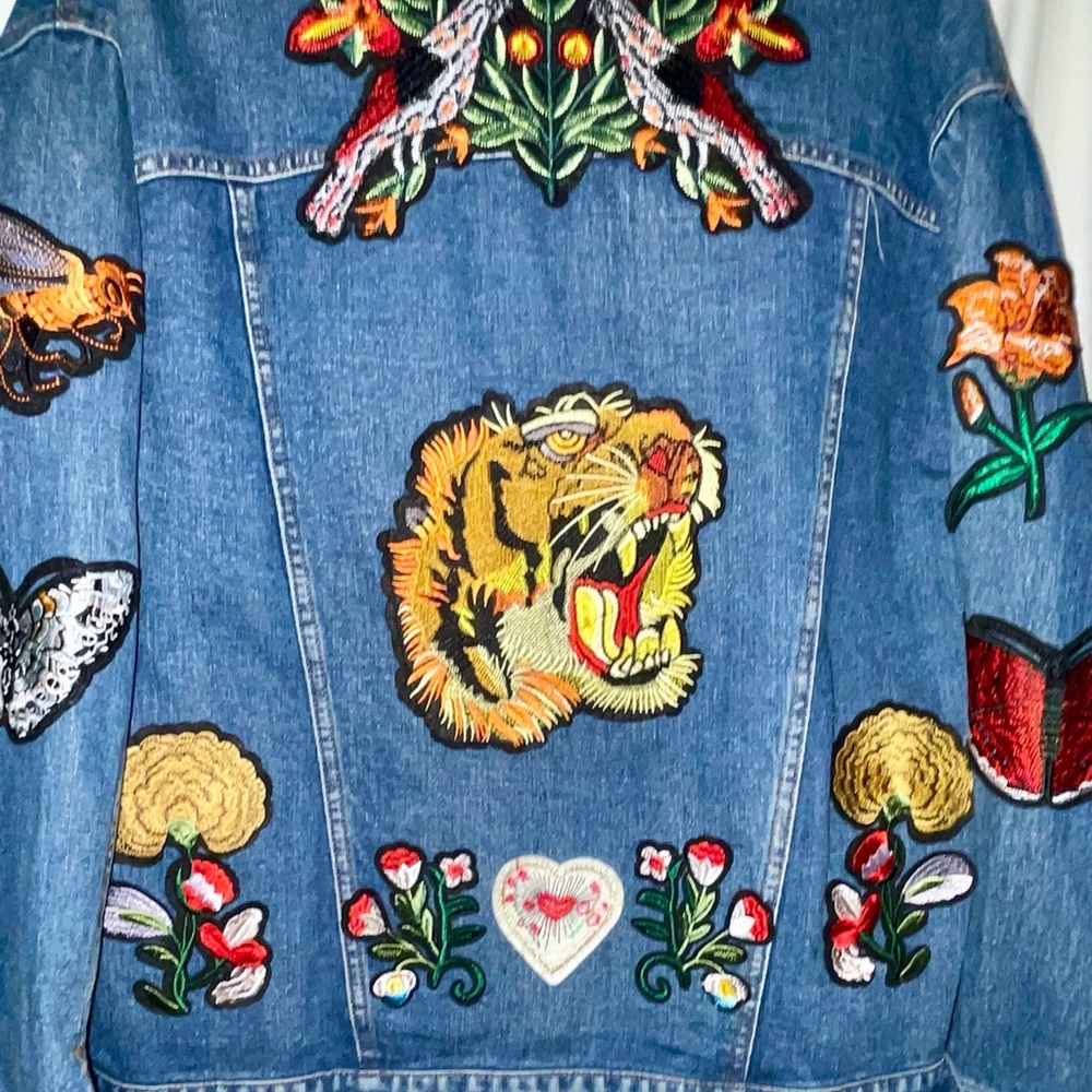 Oversized Patchwork Denim Jacket With Patches On … - image 8